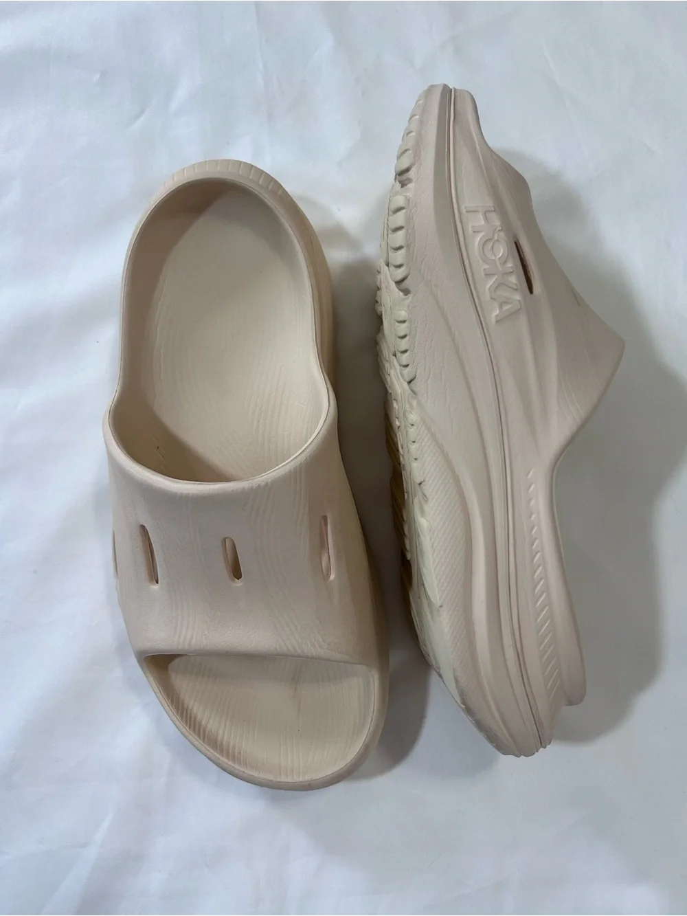 HOKA Beige Ora Recovery Slide,W7 - Picture 13 of 16
